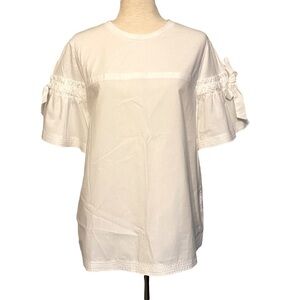 Banana Republic white short‎ sleeve blouse top toe sleeves size large